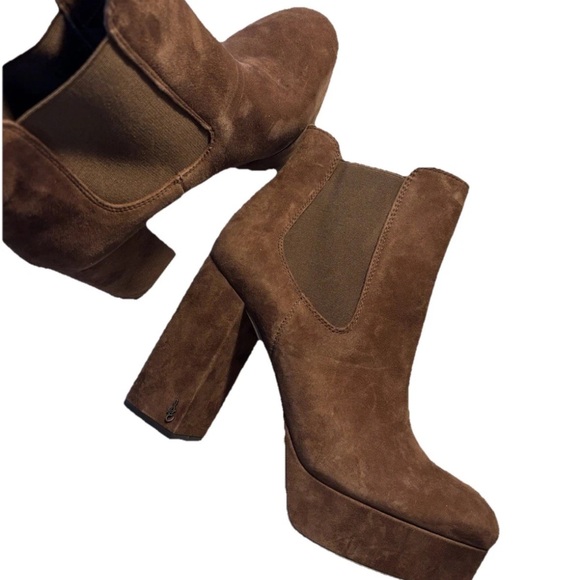 Sam Edelman Brown Suede Platform Ankle Boot - Picture 5 of 8